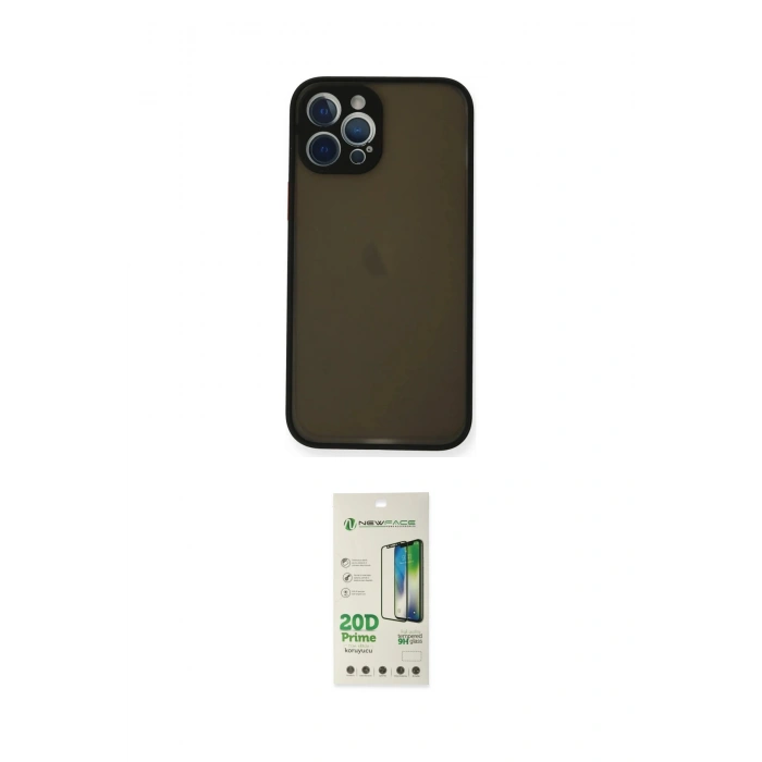 MARSİLYAN™- iPhone 12 Pro Max Kılıf Ahenk Çizgi Serisi - Siyah 20D Premium Cam Ekran Koruyucu