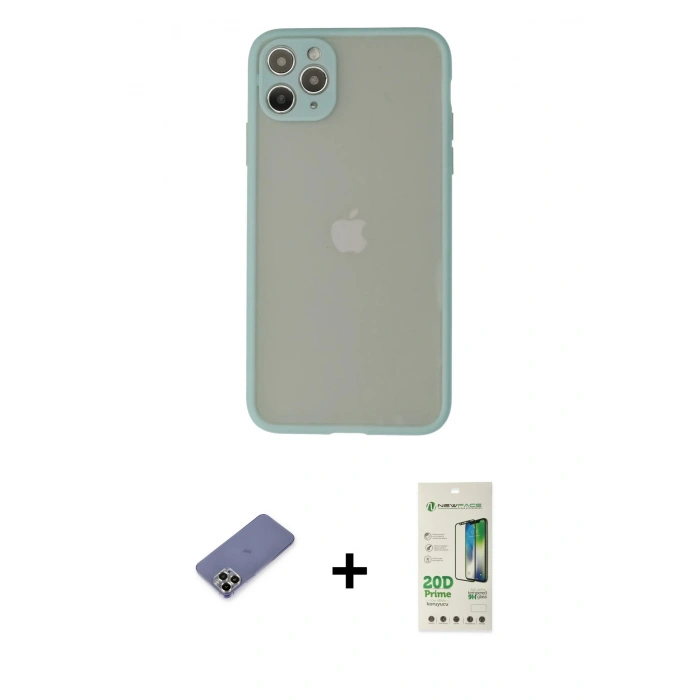 MARSİLYAN™- iPhone 12 Pro Max Kılıf Ahenk Çizgi Serisi - Siyah 20D Premium Cam Ekran Koruyucu + Metal Kamera Lens Koruma Cam - GD