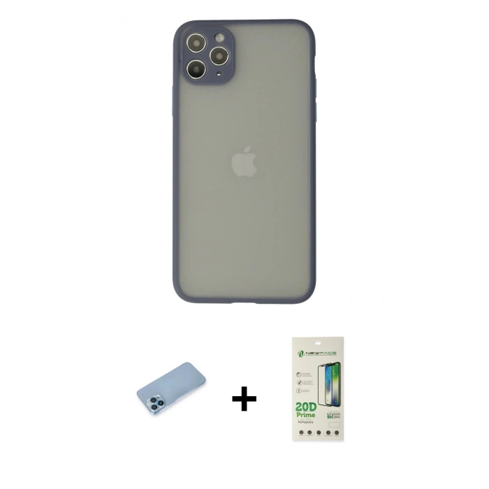 MARSİLYAN™- iPhone 12 Pro Max Kılıf Ahenk Çizgi Serisi - Siyah 20D Premium Cam Ekran Koruyucu + Shine Kamera Lens Koruma Cam - MI