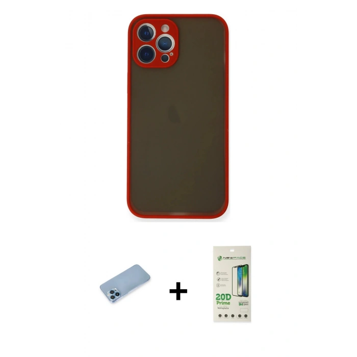 MARSİLYAN™- iPhone 12 Pro Max Kılıf Ahenk Çizgi Serisi - Siyah 20D Premium Cam Ekran Koruyucu + Shine Kamera Lens Koruma Cam - MI