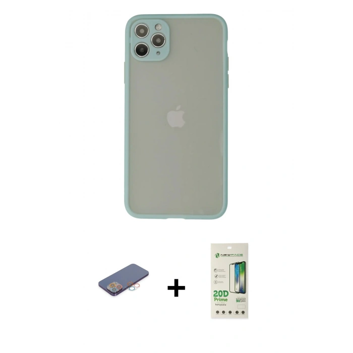 MARSİLYAN™- iPhone 12 Pro Max Kılıf Ahenk Çizgi Serisi - Siyah 20D Premium Cam Ekran Koruyucu + Pembe Renkli Kamera Lens Koruma Cam