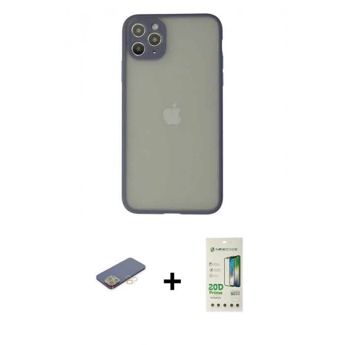MARSİLYAN™- iPhone 12 Pro Max Kılıf Ahenk Çizgi Serisi - Siyah 20D Premium Cam Ekran Koruyucu + Renkli Kamera Lens Koruma Cam - SI