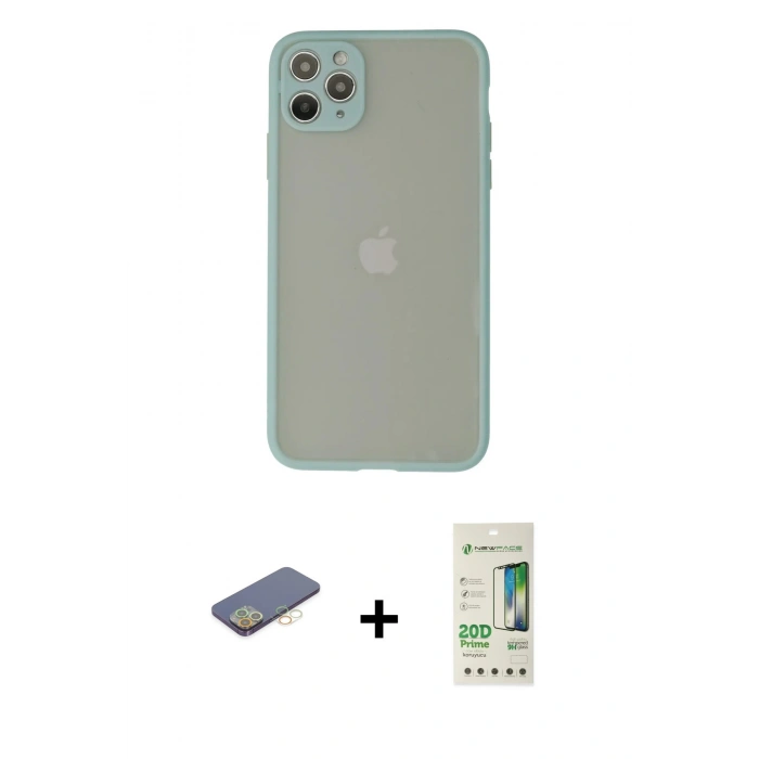MARSİLYAN™- iPhone 12 Pro Max Kılıf Ahenk Çizgi Serisi - Siyah 20D Premium Cam Ekran Koruyucu + Renkli Kamera Lens Koruma Cam - SI