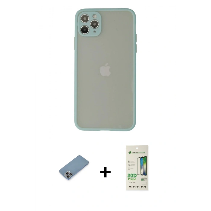 MARSİLYAN™- iPhone 12 Pro Max Kılıf Ahenk Çizgi Serisi - Siyah 20D Premium Cam Ekran Koruyucu + Shine Kamera Lens Koruma Cam - GI