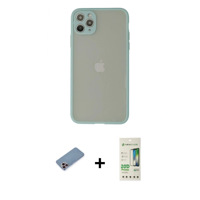 MARSİLYAN™- iPhone 12 Pro Max Kılıf Ahenk Çizgi Serisi - Siyah 20D Premium Cam Ekran Koruyucu + Shine Kamera Lens Koruma Cam - PE