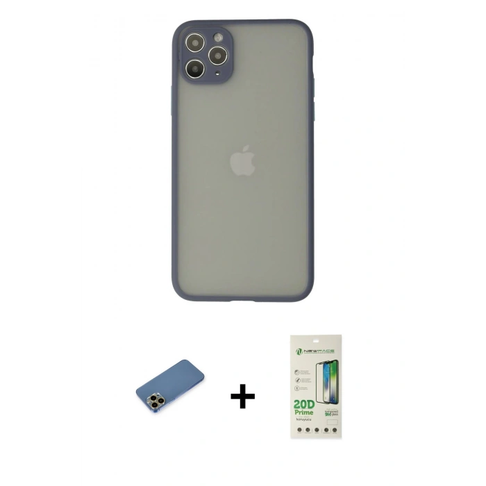 MARSİLYAN™- iPhone 12 Pro Max Kılıf Ahenk Çizgi Serisi - Siyah 20D Premium Cam Ekran Koruyucu + Shine Kamera Lens Koruma Cam - GD