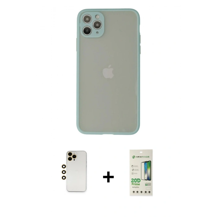 MARSİLYAN™- iPhone 12 Pro Max Kılıf Ahenk Çizgi Serisi - Siyah 20D Premium Cam Ekran Koruyucu + Shine Kamera Lens - GD
