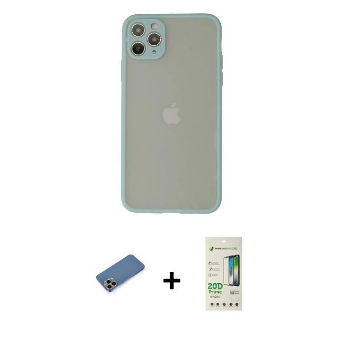 MARSİLYAN™- iPhone 12 Pro Max Kılıf Ahenk Çizgi Serisi - Siyah 20D Premium Cam Ekran Koruyucu + Shine Kamera Lens Koruma Cam - GD