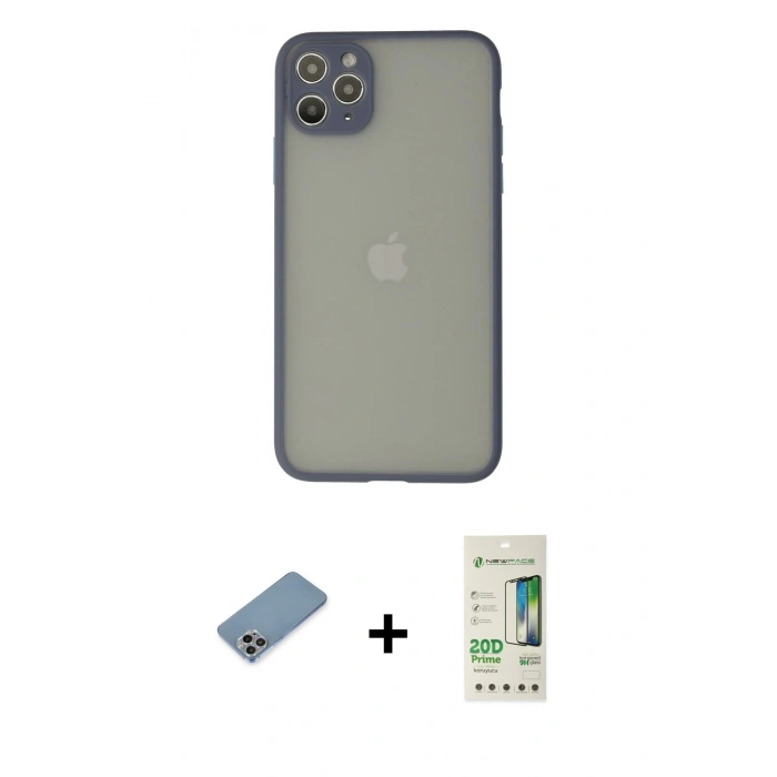 MARSİLYAN™- iPhone 12 Pro Max Kılıf Ahenk Çizgi Serisi - Siyah 20D Premium Cam Ekran Koruyucu + Shine Kamera Lens Koruma Cam - GI