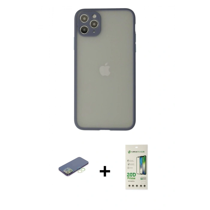 MARSİLYAN™- iPhone 12 Pro Max Kılıf Ahenk Çizgi Serisi - Siyah 20D Premium Cam Ekran Koruyucu + Yeşil Renkli Kamera Lens Koruma Cam