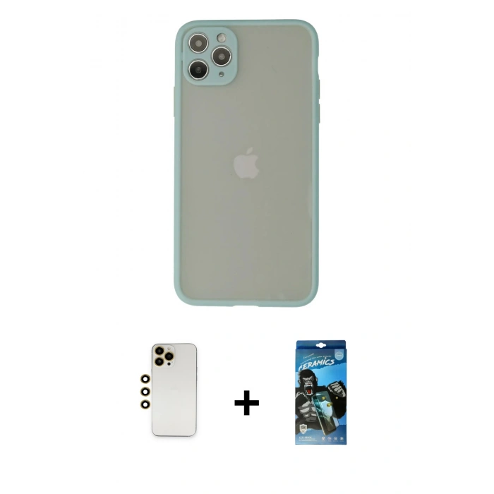 MARSİLYAN™- iPhone 12 Pro Max Kılıf Ahenk Çizgi Serisi - Siyah 34D Izgaralı Cam + Shine Kamera Lens - GD