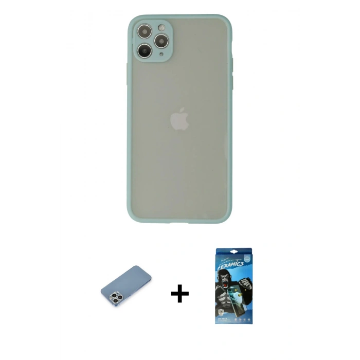 MARSİLYAN™- iPhone 12 Pro Max Kılıf Ahenk Çizgi Serisi - Siyah 34D Izgaralı Cam + Shine Kamera Lens Koruma Cam - GS