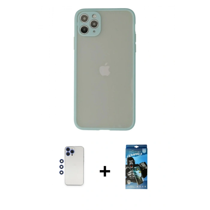 MARSİLYAN™- iPhone 12 Pro Max Kılıf Ahenk Çizgi Serisi - Siyah 34D Izgaralı Cam + Shine Kamera Lens - LT