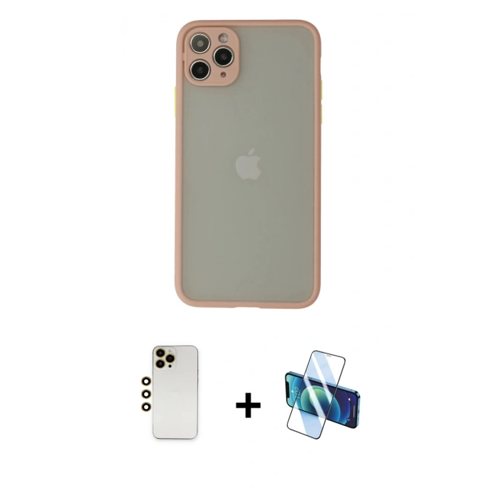 MARSİLYAN™- iPhone 12 Pro Max Kılıf Ahenk Çizgi Serisi - Siyah 3D Antistatik Seramik Nano Ekran Koruyucu + Shine Kamera Lens - GD