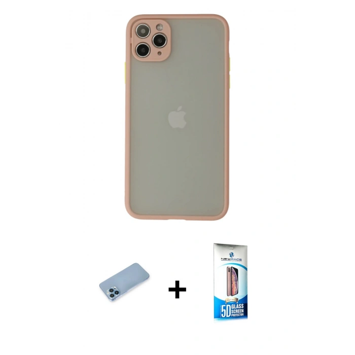 MARSİLYAN™- iPhone 12 Pro Max Kılıf Ahenk Çizgi Serisi - Siyah 5D Eko Cam Ekran Koruyucu + Shine Kamera Lens Koruma Cam - MI