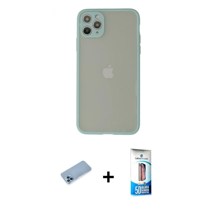 MARSİLYAN™- iPhone 12 Pro Max Kılıf Ahenk Çizgi Serisi - Siyah 5D Eko Cam Ekran Koruyucu + Shine Kamera Lens Koruma Cam - MI