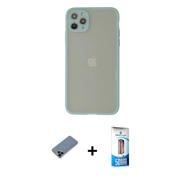 MARSİLYAN™- iPhone 12 Pro Max Kılıf Ahenk Çizgi Serisi - Siyah 5D Eko Cam Ekran Koruyucu + Shine Kamera Lens Koruma Cam - SH