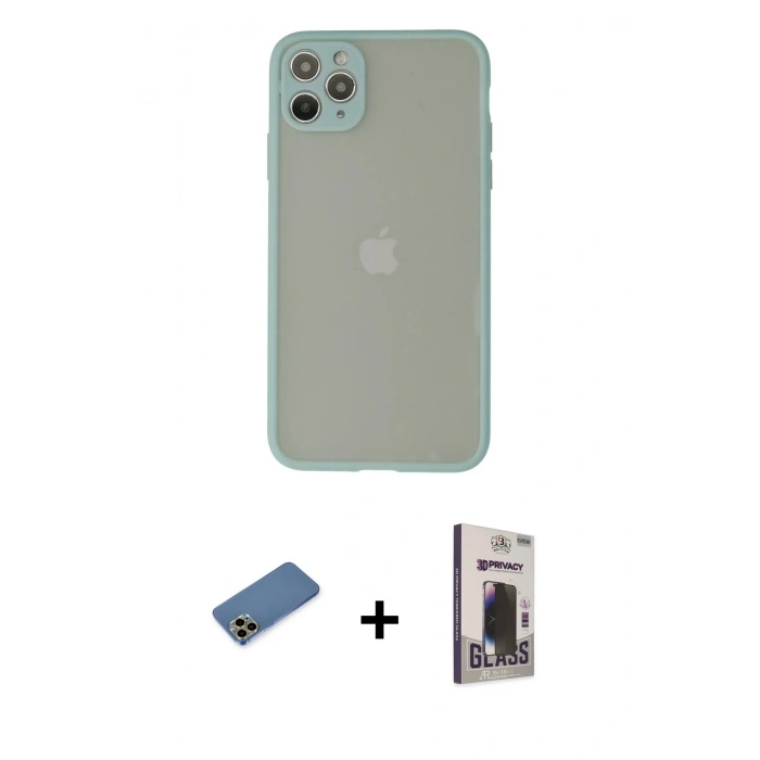 MARSİLYAN™- iPhone 12 Pro Max Kılıf Ahenk Çizgi Serisi - Siyah Bilvis Hayalet Cam Ekran Koruyucu + Shine Kamera Lens Koruma Cam - GD