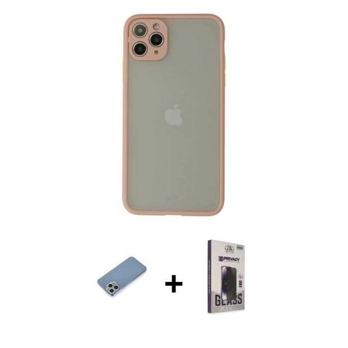 MARSİLYAN™- iPhone 12 Pro Max Kılıf Ahenk Çizgi Serisi - Siyah Bilvis Hayalet Cam Ekran Koruyucu + Shine Kamera Lens Koruma Cam - GS