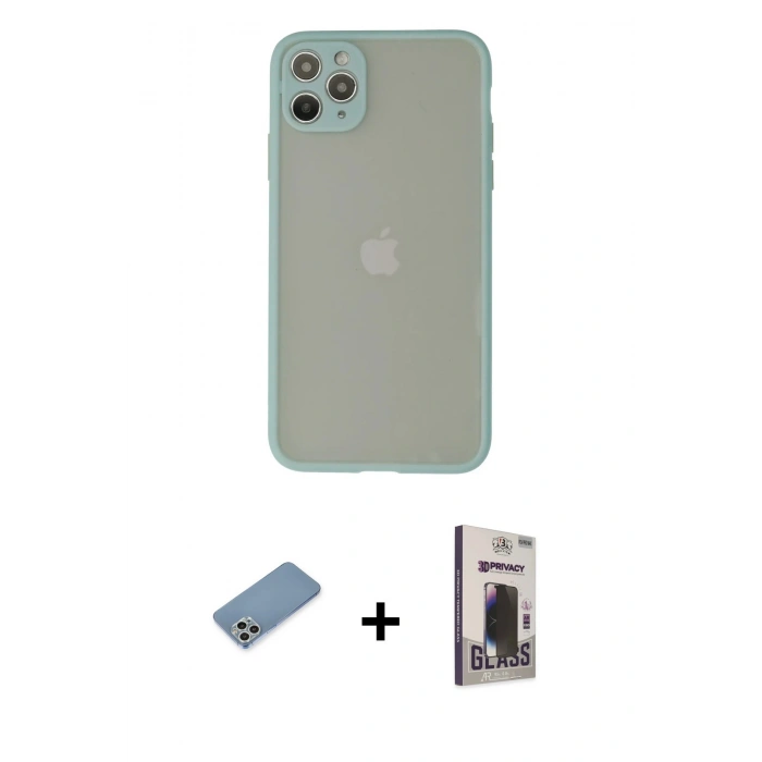 MARSİLYAN™- iPhone 12 Pro Max Kılıf Ahenk Çizgi Serisi - Siyah Bilvis Hayalet Cam Ekran Koruyucu + Shine Kamera Lens Koruma Cam - GS