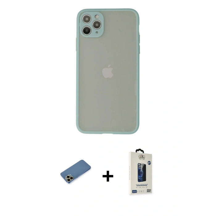 MARSİLYAN™- iPhone 12 Pro Max Kılıf Ahenk Çizgi Serisi - Siyah Bilvis Hayalet Cam Ekran Koruyucu + Shine Kamera Lens Koruma Cam - GD