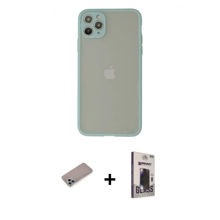 MARSİLYAN™- iPhone 12 Pro Max Kılıf Ahenk Çizgi Serisi - Siyah Bilvis Hayalet Cam Ekran Koruyucu + Shine Kamera Lens Koruma Cam - SABE