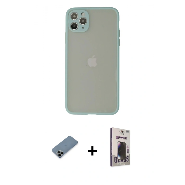 MARSİLYAN™- iPhone 12 Pro Max Kılıf Ahenk Çizgi Serisi - Siyah Bilvis Hayalet Cam Ekran Koruyucu + Shine Kamera Lens Koruma Cam - SH