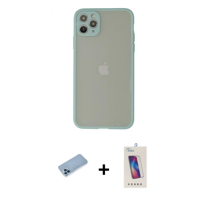 MARSİLYAN™- iPhone 12 Pro Max Kılıf Ahenk Çizgi Serisi - Siyah Joko 5D Cam + Shine Kamera Lens Koruma Cam - MI