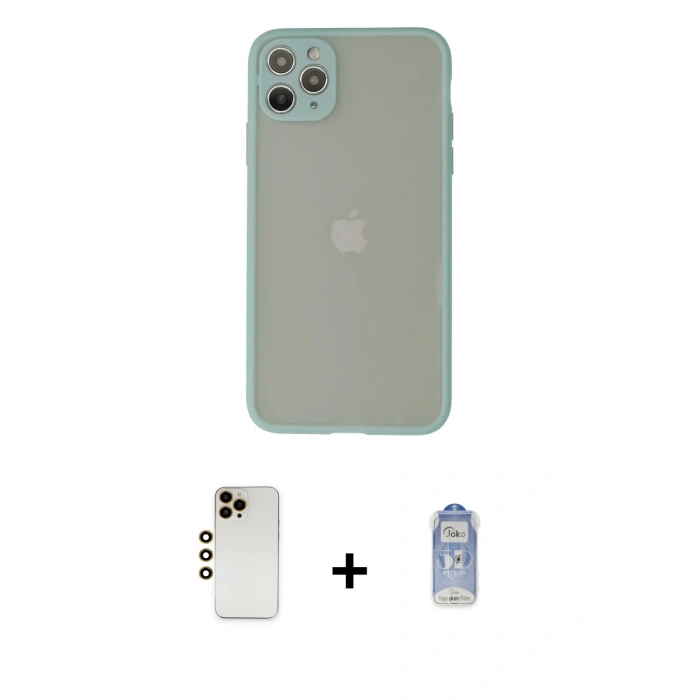 MARSİLYAN™- iPhone 12 Pro Max Kılıf Ahenk Çizgi Serisi - Siyah Joko Magic 5D Cam + Gold Shine Kamera Lens