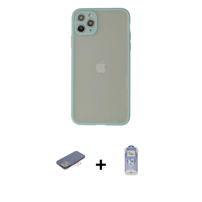 MARSİLYAN™- iPhone 12 Pro Max Kılıf Ahenk Çizgi Serisi - Siyah Joko Magic 5D Cam + Renkli Kamera Lens Koruma Cam - MI