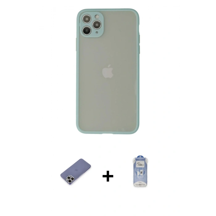 MARSİLYAN™- iPhone 12 Pro Max Kılıf Ahenk Çizgi Serisi - Siyah Joko Magic 5D Cam + Metal Kamera Lens Koruma Cam - GD