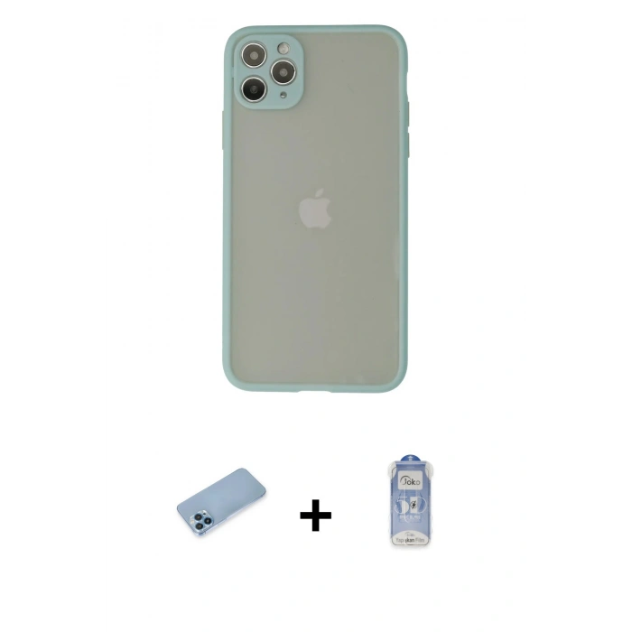 MARSİLYAN™- iPhone 12 Pro Max Kılıf Ahenk Çizgi Serisi - Siyah Joko Magic 5D Cam + Shine Kamera Lens Koruma Cam - MI