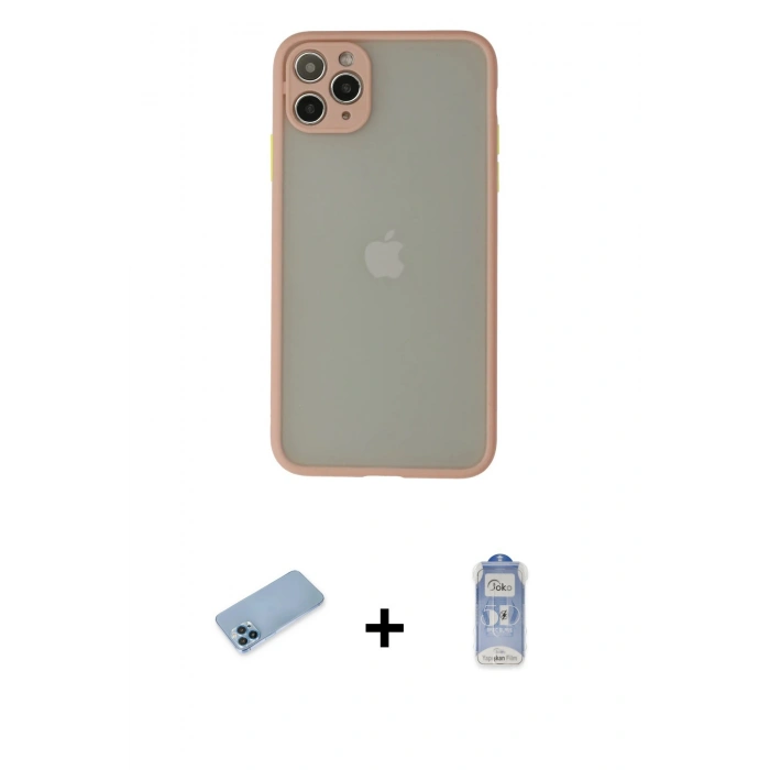 MARSİLYAN™- iPhone 12 Pro Max Kılıf Ahenk Çizgi Serisi - Siyah Joko Magic 5D Cam + Shine Kamera Lens Koruma Cam - MI