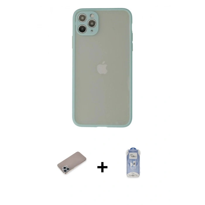MARSİLYAN™- iPhone 12 Pro Max Kılıf Ahenk Çizgi Serisi - Siyah Joko Magic 5D Cam + Shine Kamera Lens Koruma Cam - SABE