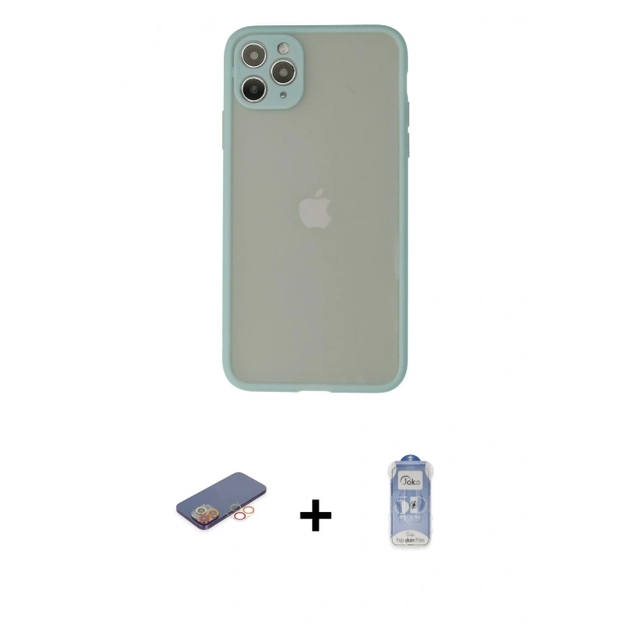 MARSİLYAN™- iPhone 12 Pro Max Kılıf Ahenk Çizgi Serisi - Siyah Joko Magic 5D Cam + Renkli Kamera Lens Koruma Cam - TU
