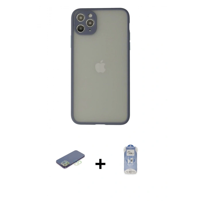 MARSİLYAN™- iPhone 12 Pro Max Kılıf Ahenk Çizgi Serisi - Siyah Joko Magic 5D Cam + Yeşil Renkli Kamera Lens Koruma Cam