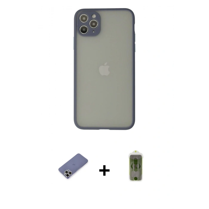 MARSİLYAN™- iPhone 12 Pro Max Kılıf Ahenk Çizgi Serisi - Siyah Joko Magic 5D Hayalet Cam + Gold Metal Kamera Lens Koruma Cam