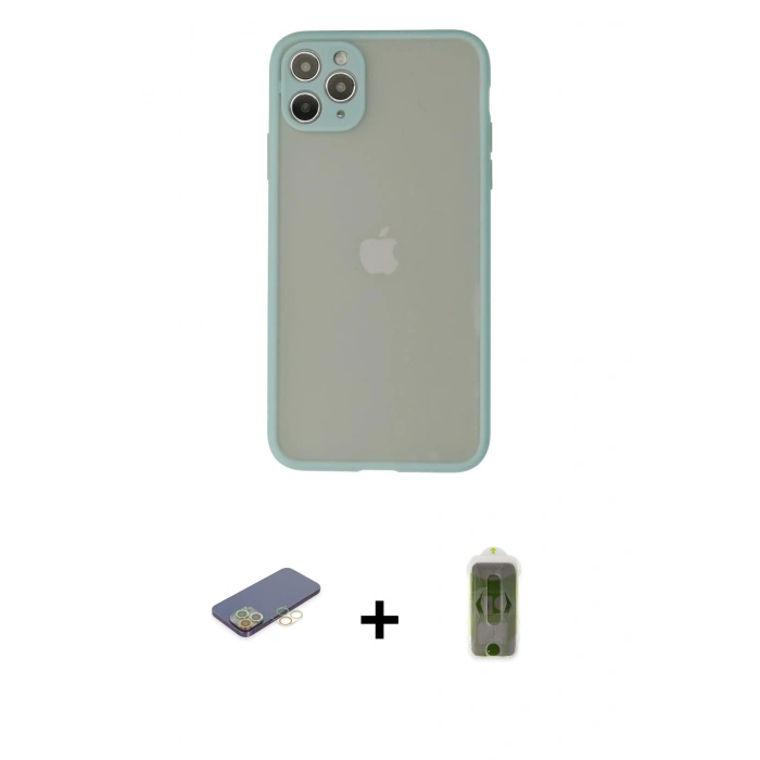 MARSİLYAN™- iPhone 12 Pro Max Kılıf Ahenk Çizgi Serisi - Siyah Joko Magic 5D Hayalet Cam + Renkli Kamera Lens Koruma Cam - SI