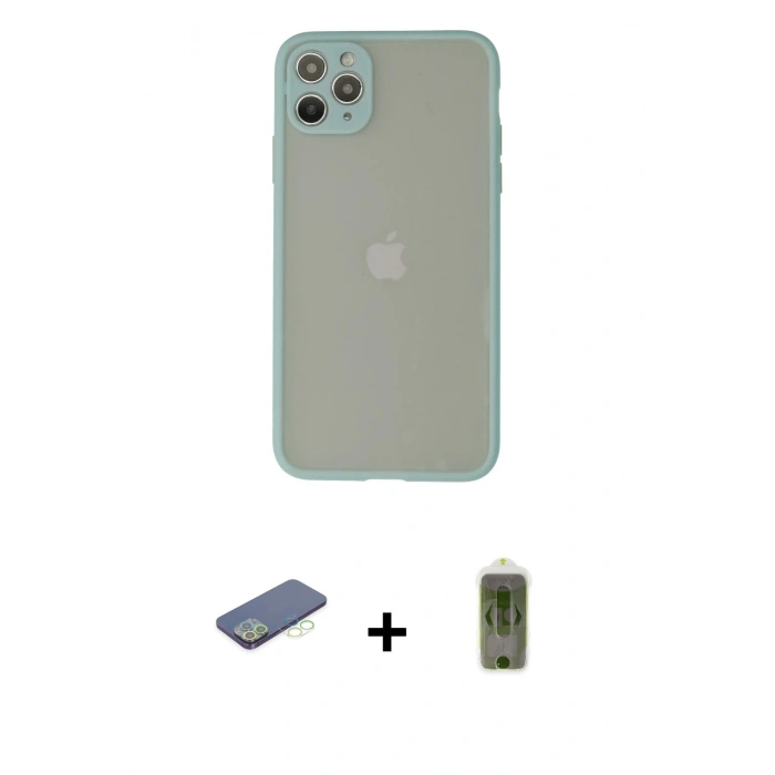 MARSİLYAN™- iPhone 12 Pro Max Kılıf Ahenk Çizgi Serisi - Siyah Joko Magic 5D Hayalet Cam + Renkli Kamera Lens Koruma Cam - YL