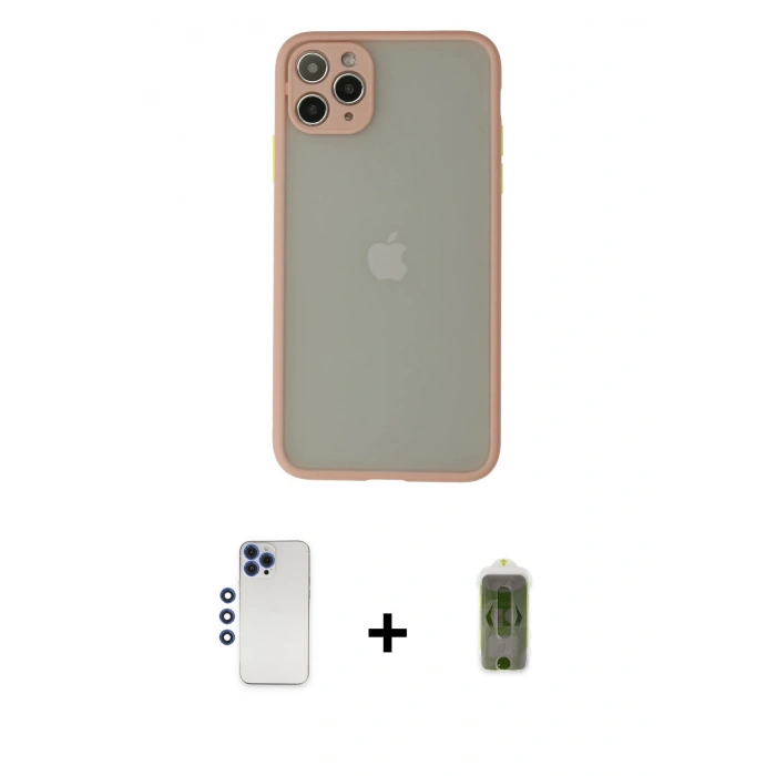 MARSİLYAN™- iPhone 12 Pro Max Kılıf Ahenk Çizgi Serisi - Siyah Joko Magic 5D Hayalet Cam + Shine Kamera Lens - LT