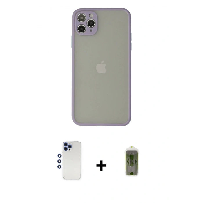 MARSİLYAN™- iPhone 12 Pro Max Kılıf Ahenk Çizgi Serisi - Siyah Joko Magic 5D Hayalet Cam + Shine Kamera Lens - LT