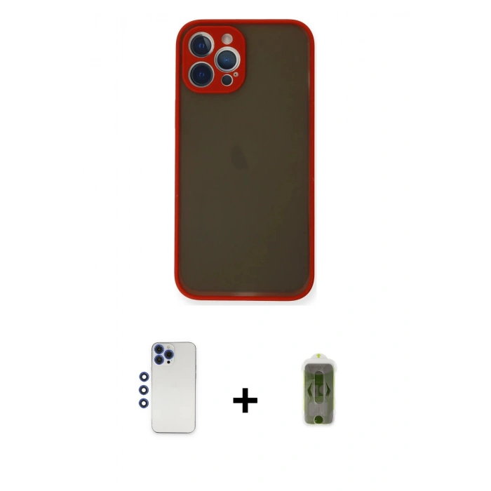 MARSİLYAN™- iPhone 12 Pro Max Kılıf Ahenk Çizgi Serisi - Siyah Joko Magic 5D Hayalet Cam + Shine Kamera Lens - LT