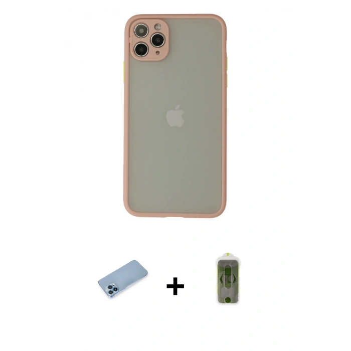 MARSİLYAN™- iPhone 12 Pro Max Kılıf Ahenk Çizgi Serisi - Siyah Joko Magic 5D Hayalet Cam + Shine Kamera Lens Koruma Cam - MI