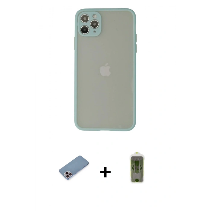 MARSİLYAN™- iPhone 12 Pro Max Kılıf Ahenk Çizgi Serisi - Siyah Joko Magic 5D Hayalet Cam + Shine Kamera Lens Koruma Cam - PE