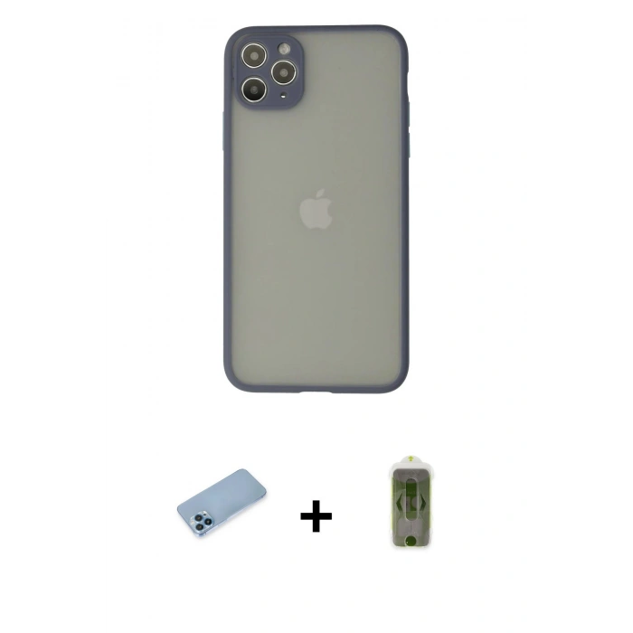 MARSİLYAN™- iPhone 12 Pro Max Kılıf Ahenk Çizgi Serisi - Siyah Joko Magic 5D Hayalet Cam + Shine Kamera Lens Koruma Cam - MI