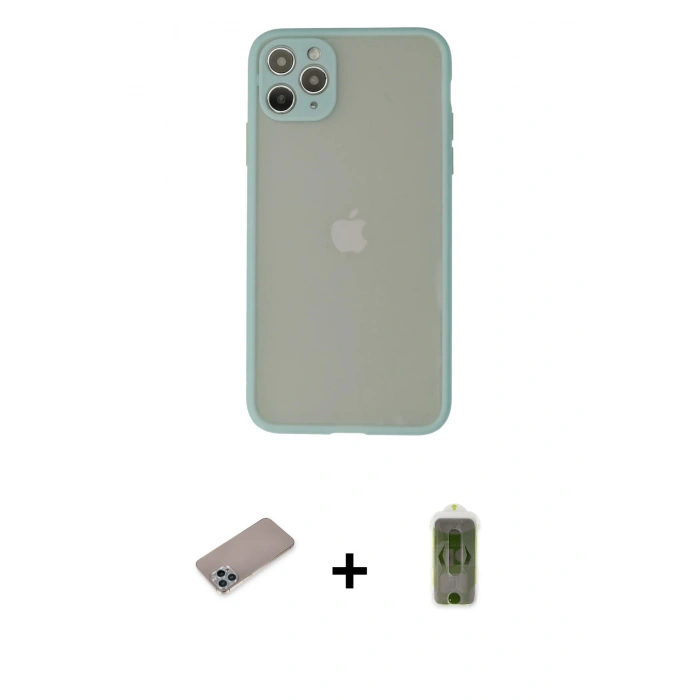 MARSİLYAN™- iPhone 12 Pro Max Kılıf Ahenk Çizgi Serisi - Siyah Joko Magic 5D Hayalet Cam + Shine Kamera Lens Koruma Cam - SABE