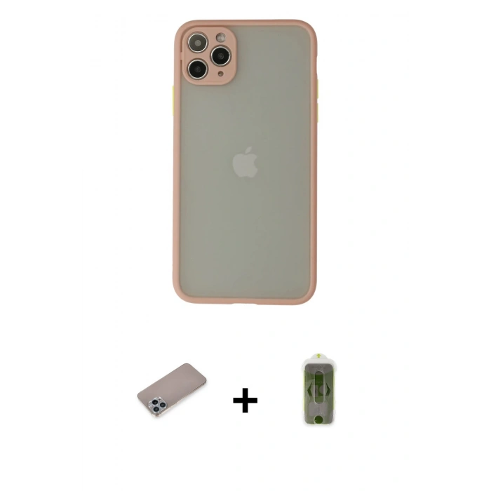 MARSİLYAN™- iPhone 12 Pro Max Kılıf Ahenk Çizgi Serisi - Siyah Joko Magic 5D Hayalet Cam + Shine Kamera Lens Koruma Cam - SABE
