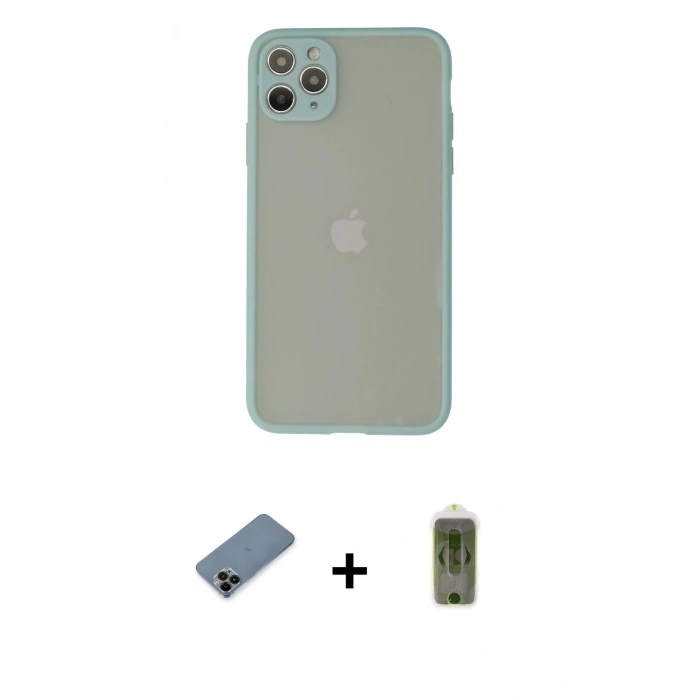 MARSİLYAN™- iPhone 12 Pro Max Kılıf Ahenk Çizgi Serisi - Siyah Joko Magic 5D Hayalet Cam + Shine Kamera Lens Koruma Cam - SH