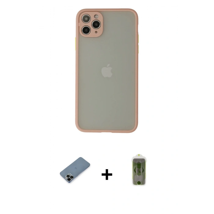 MARSİLYAN™- iPhone 12 Pro Max Kılıf Ahenk Çizgi Serisi - Siyah Joko Magic 5D Hayalet Cam + Shine Kamera Lens Koruma Cam - SH