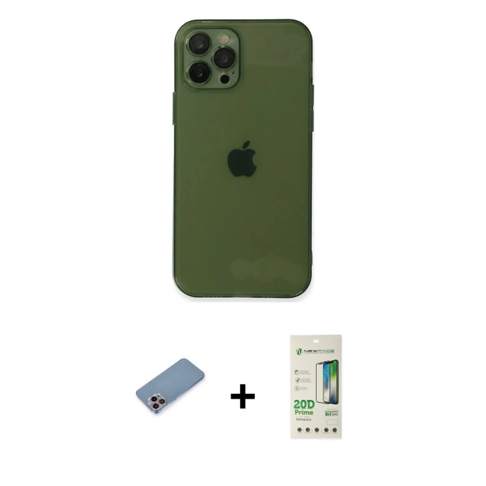 MARSİLYAN™- iPhone 12 Pro Max Kılıf Ahenk Doku - Siyah 20D Premium Cam Ekran Koruyucu + Pembe Shine Kamera Lens Koruma Cam